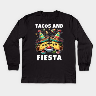 Tacos and Fiesta Kids Long Sleeve T-Shirt